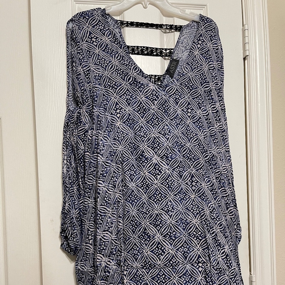 Blue Slit Sleeve Dress